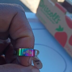 Rainbow Heart Stainless Steel Ring 19mm